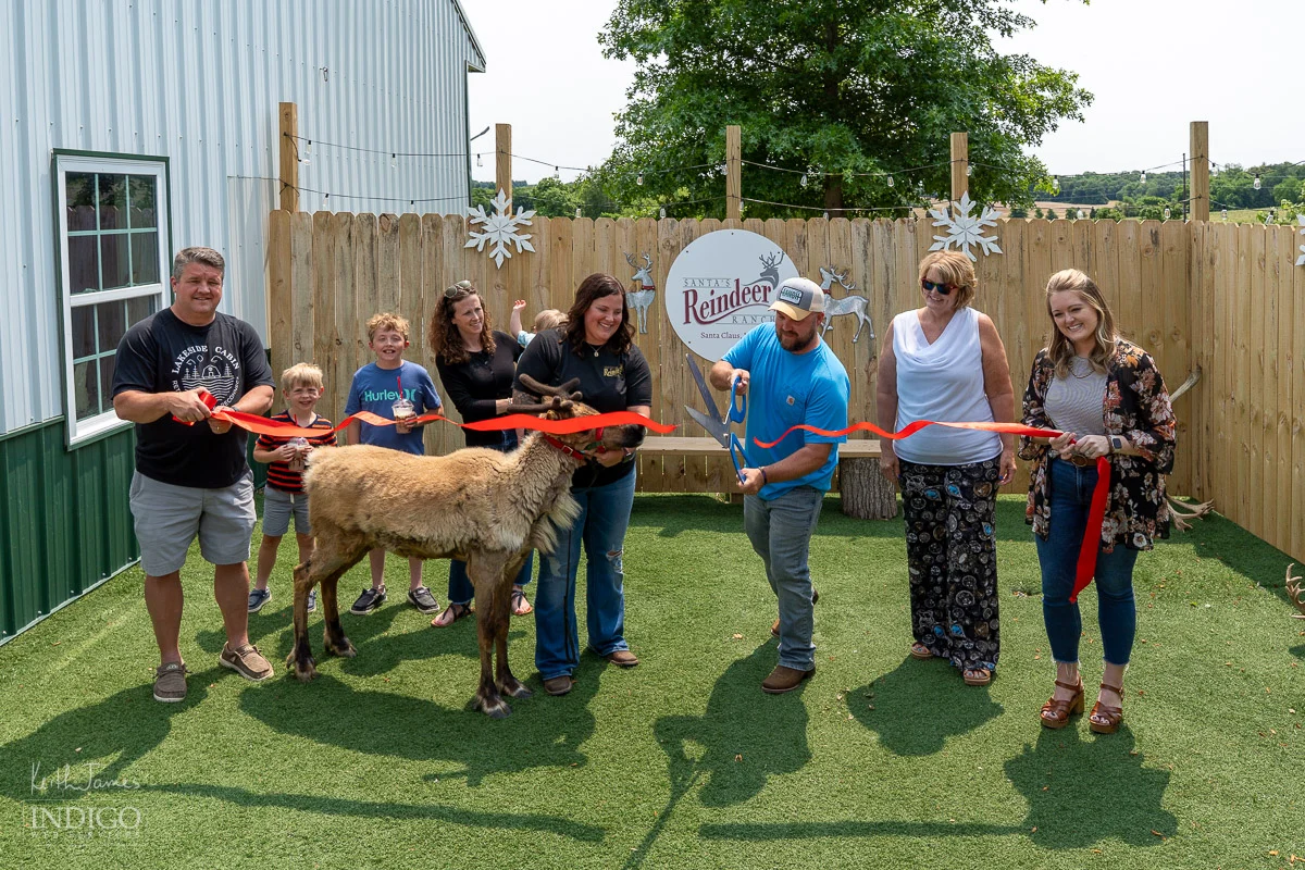 Spencer County Chamber ribbon cutting for Santa's Reindeer Ranch in Santa Claus, Indiana.