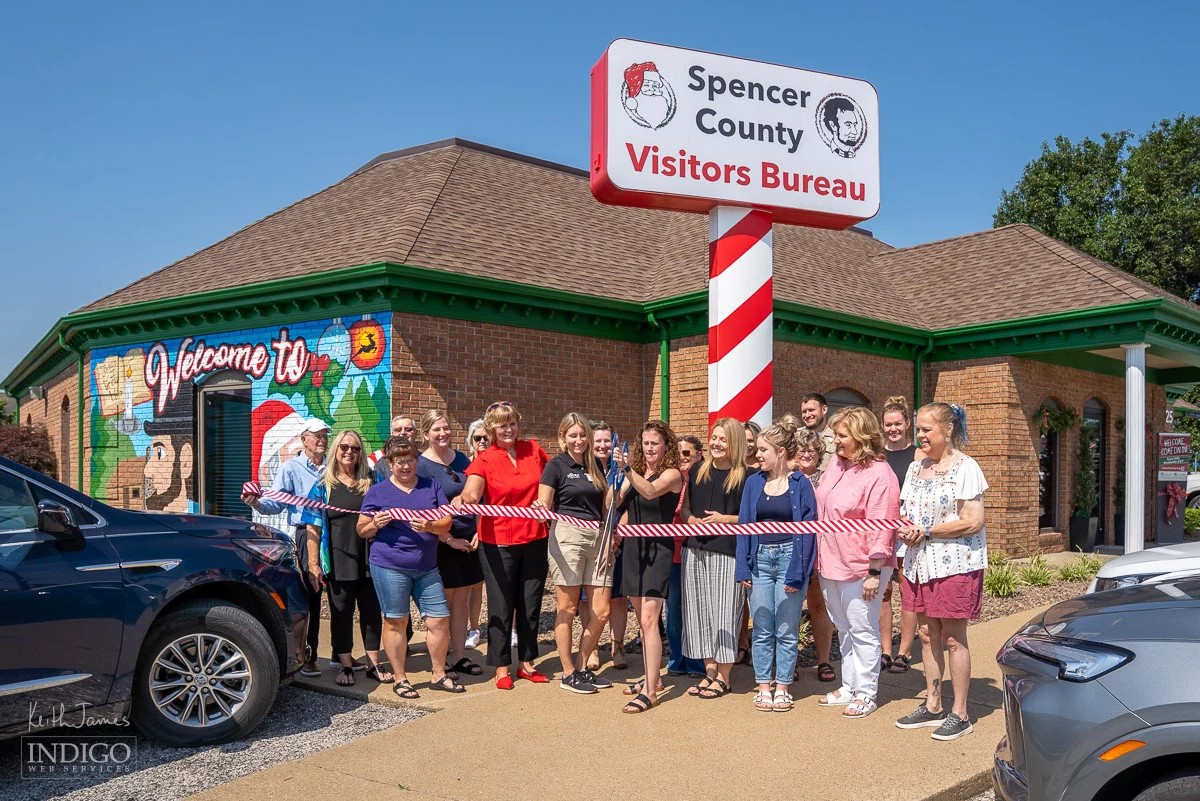 Ribbon Cutting for the Spencer County Visitors Bureau in Santa Claus, Indiana.