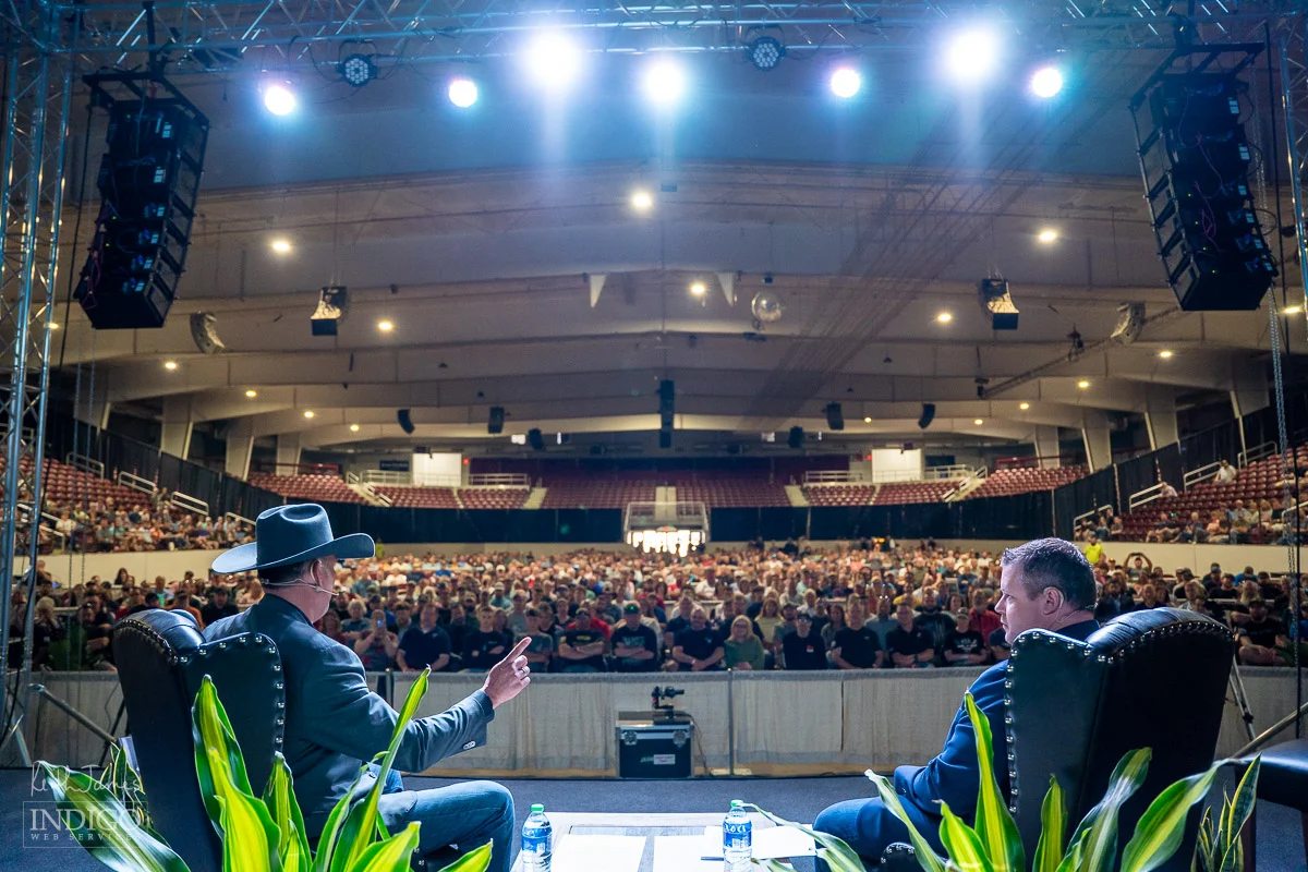 Former US Navy Seal Marcus Luttrell speaks at the Michiana Event Center in Shipshewana, Indiana.