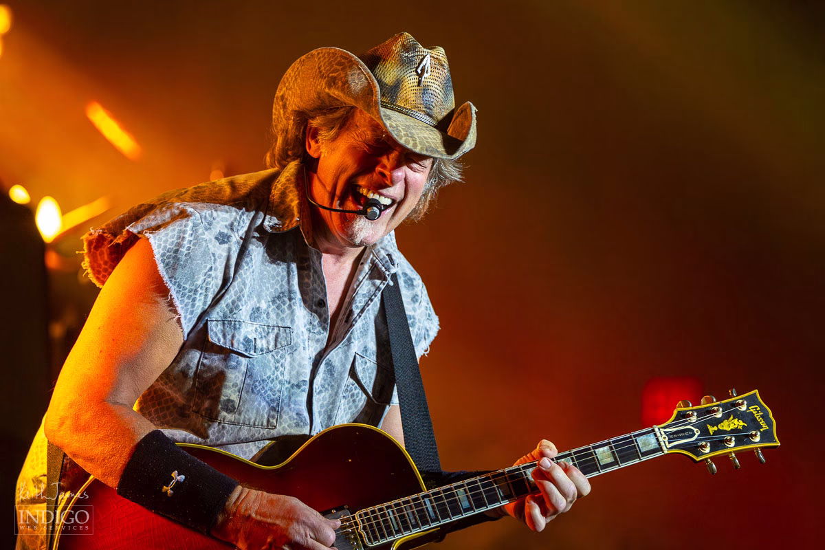 Ted Nugent performing at the Blue Gate Theatre in Shipshewana, Indiana